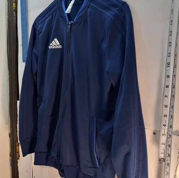 Adidas 3 Stripes Track Prime Blue Large Unisex Full Zipped Track Exercise Jacket - Picture 3 of 11